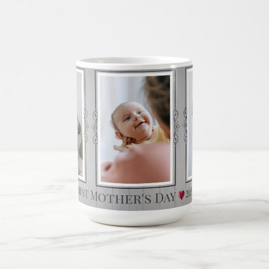 Drei FotoCollage Erster Muttertag Kaffeetasse (Mittel)