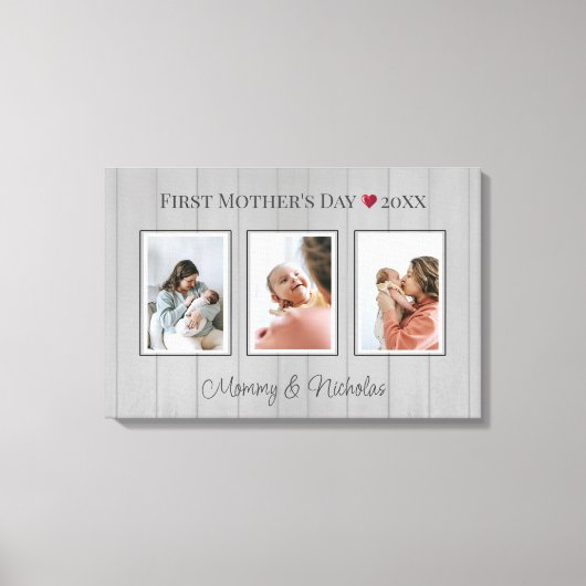 Drei FotoCollage Erster Muttertag Leinwanddruck (Vorderseite)