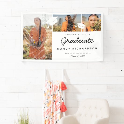 Drei FotoCollage-Glückwünsche zum Graduate White Banner (Insitu)