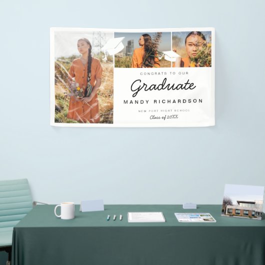 Drei FotoCollage-Glückwünsche zum Graduate White Banner (Messeveranstaltung)