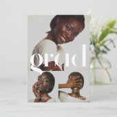 Drei Fotocollage Gray Graduation Party Einladung (Stehend Vorderseite)