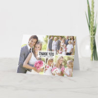 Drei Fotocollage Hochzeit Danke Karte