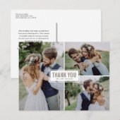 Drei Fotocollage Hochzeit Danke Postcard Postkarte (Vorne/Hinten)