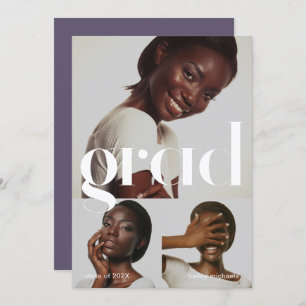 Drei Fotocollage Lila Graduierungsparty Einladung