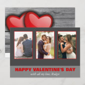 Drei Fotocollage Valentinstag Feiertagskarte (Vorne/Hinten)