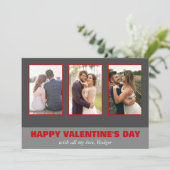 Drei Fotocollage Valentinstag Feiertagskarte (Stehend Vorderseite)