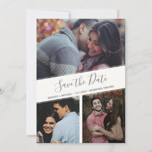Drei FotoCollagen Moderne Blumenwelt Save the Date Ankündigung