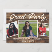 Drei Fotomaterial Rustic Grad Party Einladung (Vorderseite)