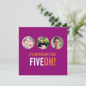 Drei Fotos 50. FIVEOH! Foto Geburtstag einladen Einladung (Stehend Vorderseite)