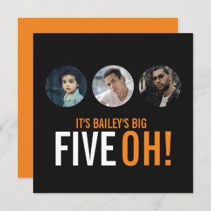 Drei Fotos 50. FIVEOH! Foto Geburtstag lädt ein Einladung