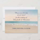 Drei Fotos am Strand elegant Save the Date Einladung (Rückseite)