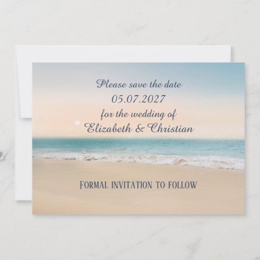 Drei Fotos am Strand elegant Save the Date Einladung (Rückseite)