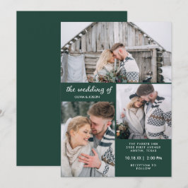 Drei Fotos auf Smarald Green | Hochzeit Einladung