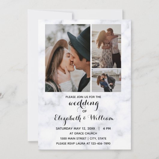 Drei Fotos Collage Inspiration Hochzeit Einladung (Vorderseite)