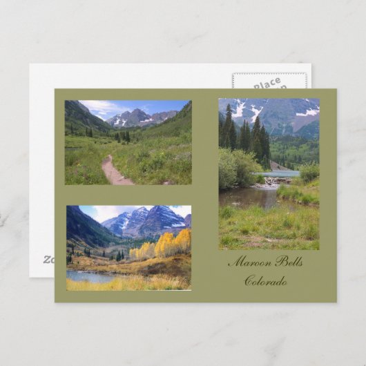 Drei Fotos der Maroon Bells Postkarte (Vorne/Hinten)