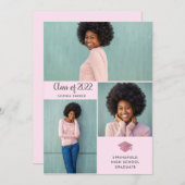 Drei Fotos | Einfache und moderne Abschluss 2022 Einladung (Vorne/Hinten)