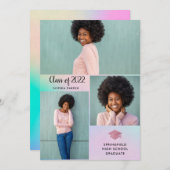 Drei Fotos | Einfache und moderne Abschluss 2022 Einladung (Vorne/Hinten)