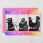 Drei Fotos Einhorn Rosa Abstrakte Hochzeit Einladung (Vorne/Hinten)