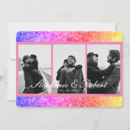 Drei Fotos Einhorn Rosa Abstrakte Hochzeit Einladung