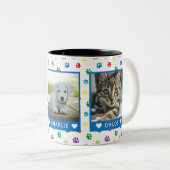 Drei Fotos für Haustiere heißen blaue farbige Paw- Zweifarbige Tasse (VorderseiteRechts)