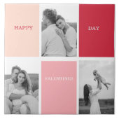Drei Fotos | Happy Valentines Day Fliese (Vorderseite)