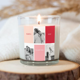 Drei Fotos | Happy Valentines Day Quadratischer Aufkleber