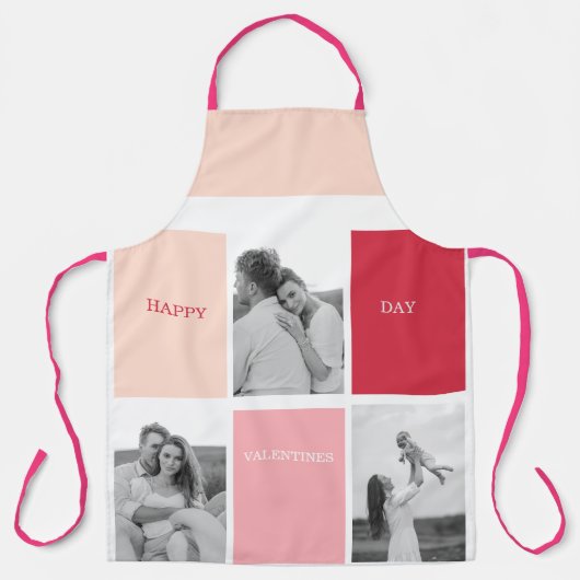 Drei Fotos | Happy Valentines Day Schürze (Vorderseite)