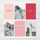 Drei Fotos | Happy Valentines Day Weinetikett (Einzelnes Label)