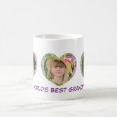 Drei Fotos in der Tasse des Herzens Kaffee (Mittel)