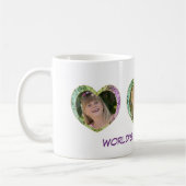 Drei Fotos in der Tasse des Herzens Kaffee (Links)