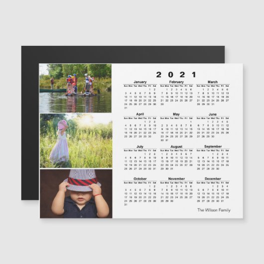 Drei Fotos - Kalender 2021 Magneteinladung (Vorne/Hinten)