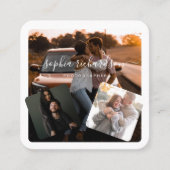 Drei Fotos lässige Unterschrift in Schwarzweiß Quadratische Visitenkarte (Vorderseite)