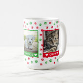 Drei Fotos mit dem Namen Rot-grüne Paw-Prints Kaffeetasse (VorderseiteRechts)