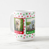 Drei Fotos mit dem Namen Rot-grüne Paw-Prints Kaffeetasse (Vorderseite Links)
