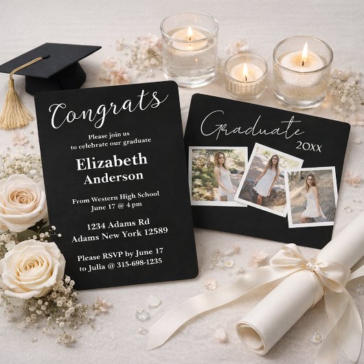 Drei Fotos Moderne Abschluss Einladung