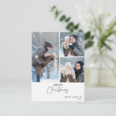 Drei Fotos Moderne Minimalistische frohe Weihnacht Postkarte (Stehend Vorderseite)