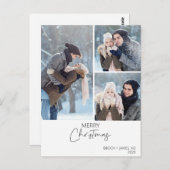 Drei Fotos Moderne Minimalistische frohe Weihnacht Postkarte (Vorne/Hinten)