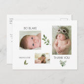 Drei Fotos New Baby Modern Danke Postcard Postkarte (Vorne/Hinten)