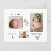 Drei Fotos New Baby Modern Danke Postcard Postkarte (Vorderseite)