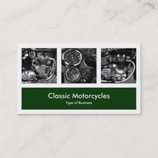 Drei Fotos plus eins - Dunkelgrün Visitenkarte (Vorderseite)