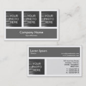 Drei Fotos plus eins - Grau Visitenkarte (Vorne/Hinten)