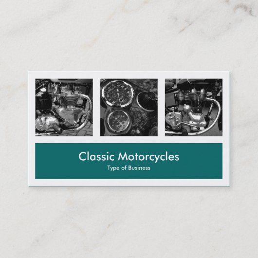 Drei Fotos plus eins - Moos-Grün Visitenkarte (Vorderseite)