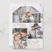 Drei Fotos Save the Date | Marmor und Rose Gold Magneteinladung (Vorderseite)