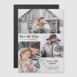 Drei Fotos Save the Date   Marmoraussehen Magneteinladung