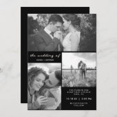 Drei Fotos | Schwarz-Weiß-Hochzeit Einladung (Vorne/Hinten)