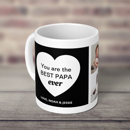 Drei Fotos und ein Herz | Bester Papa je Kaffeetasse