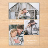 Drei Fotos und einfacher Text | Hochzeit Acryleinladungen (Vorderseite)