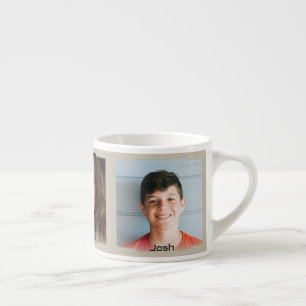 Drei Fotos und Name, beige Sci-Fi-Rahmen Espressotasse