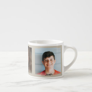 Drei Fotos und Name, beige Sci-Fi-Rahmen Espressotasse