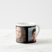 Drei Fotos und Name, schwarzer Sci-Fi-Rahmen Espressotasse (Vorderseite Rechts)